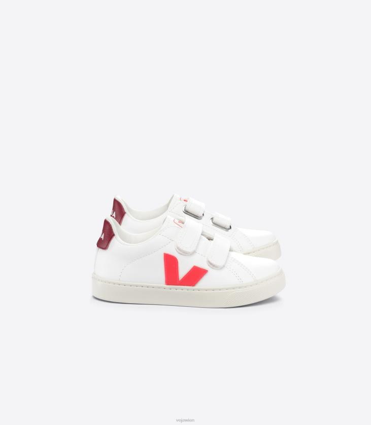 8JL44322Veja Esplar chromfreies Leder, weißes Rose-Fluo-Marsala