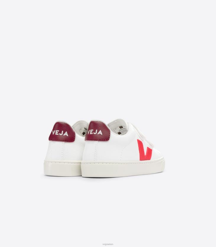 8JL44322Veja Esplar chromfreies Leder, weißes Rose-Fluo-Marsala