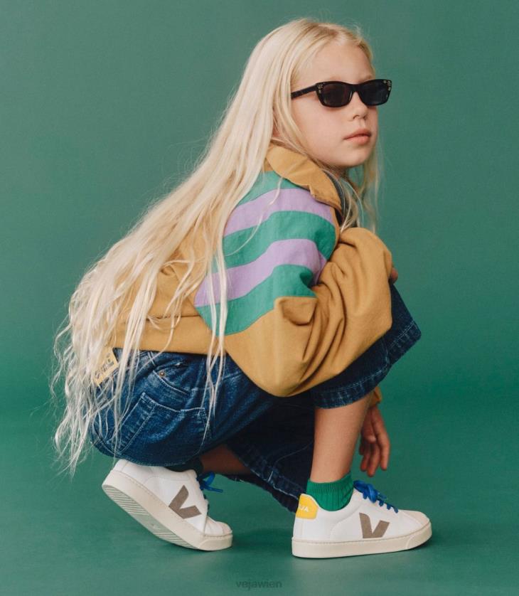 8JL44331Veja Esplar-Schnürsenkel, chromfreies Leder, weißes Moonrock-Tonic