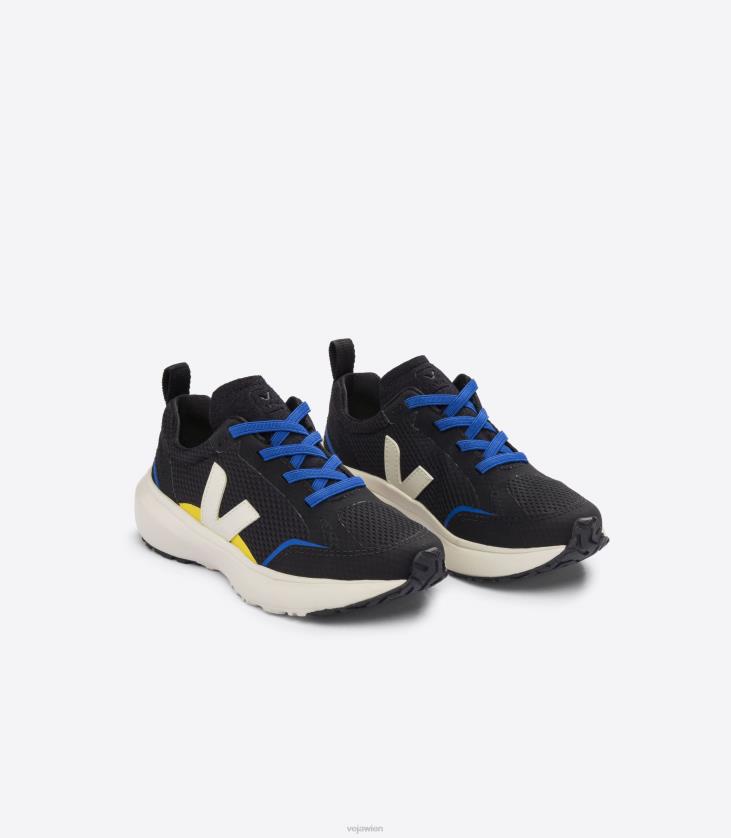 8JL44380Veja Kanarische elastische Schnürsenkel Alveomesh schwarzer Pierre