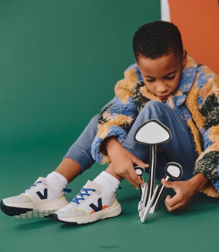 8JL44381Veja Kanarische elastische Schnürsenkel Alveomesh weiß Nautico