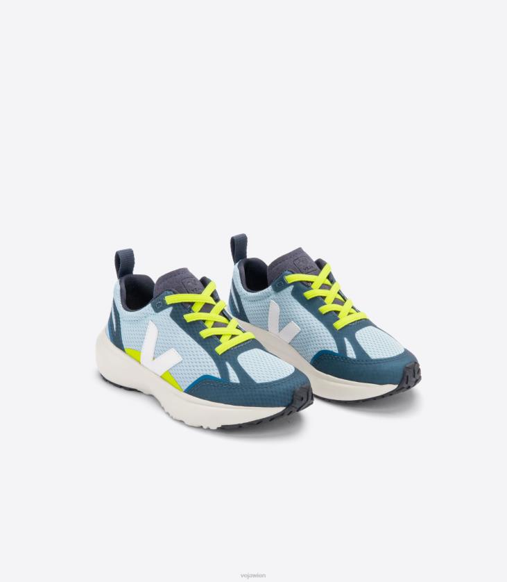 8JL44383Veja Kanarische elastische Schnürsenkel Alveomesh Stahl weiß