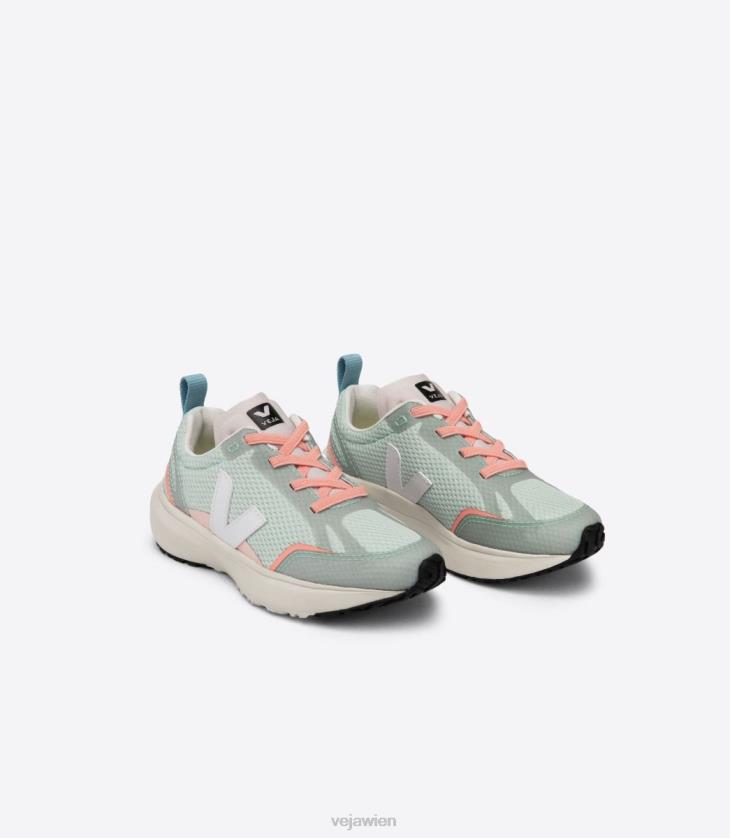 8JL44390Veja Kanarische elastische Schnürsenkel Alveomesh Matcha weiß