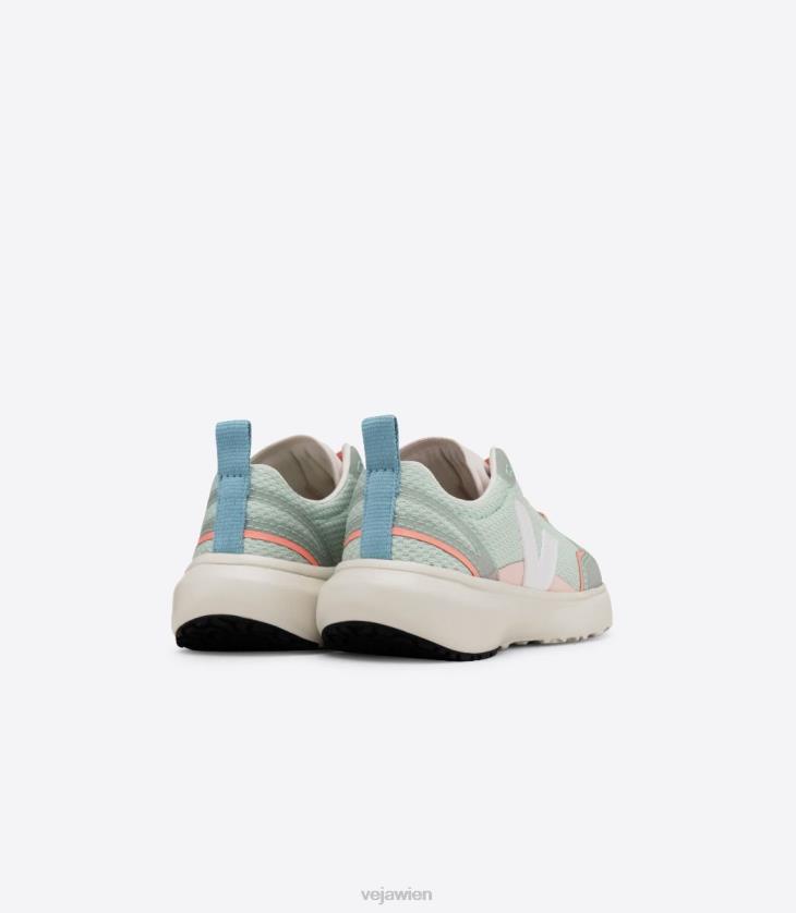 8JL44390Veja Kanarische elastische Schnürsenkel Alveomesh Matcha weiß