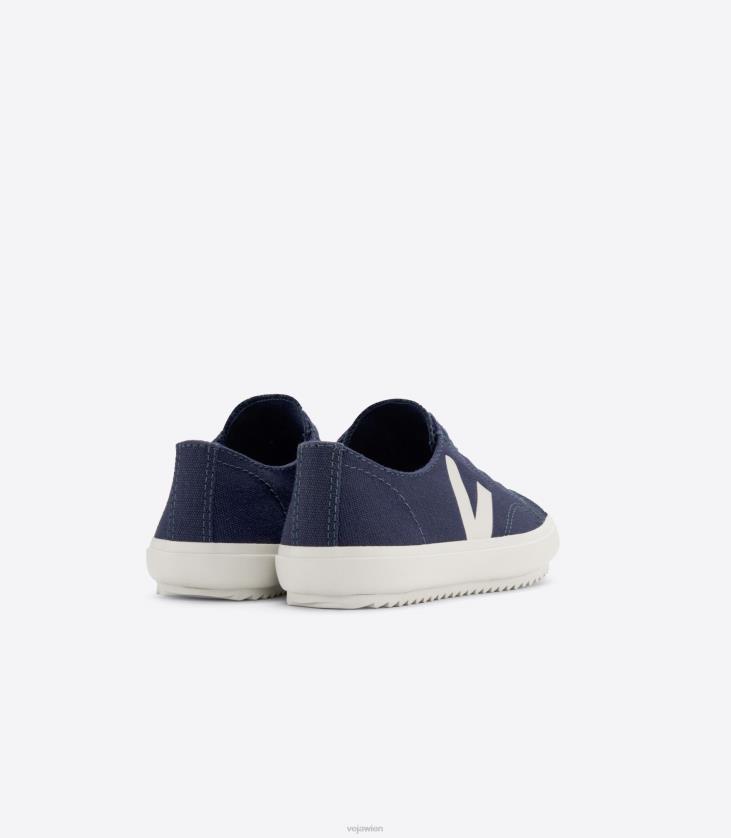 8JL44392Veja Flip elastische Schnürsenkel Canvas Marine Pierre