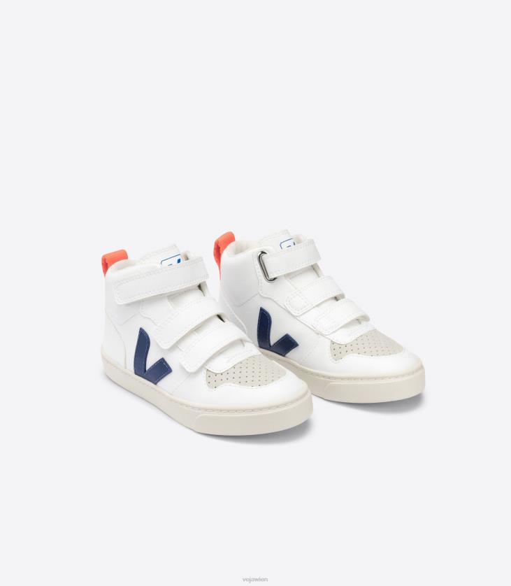8JL44346Veja V-10 Mid Cwl Weiß Kobalt Orange Fluo