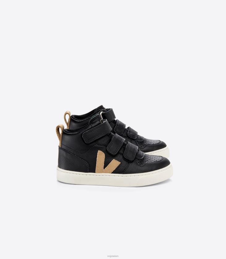 8JL44348Veja V-10 Mid Chromefree Leder Black Dune