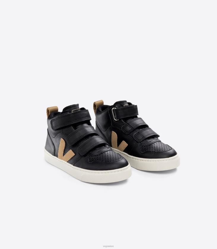 8JL44348Veja V-10 Mid Chromefree Leder Black Dune