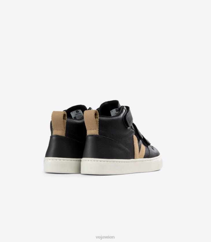 8JL44348Veja V-10 Mid Chromefree Leder Black Dune