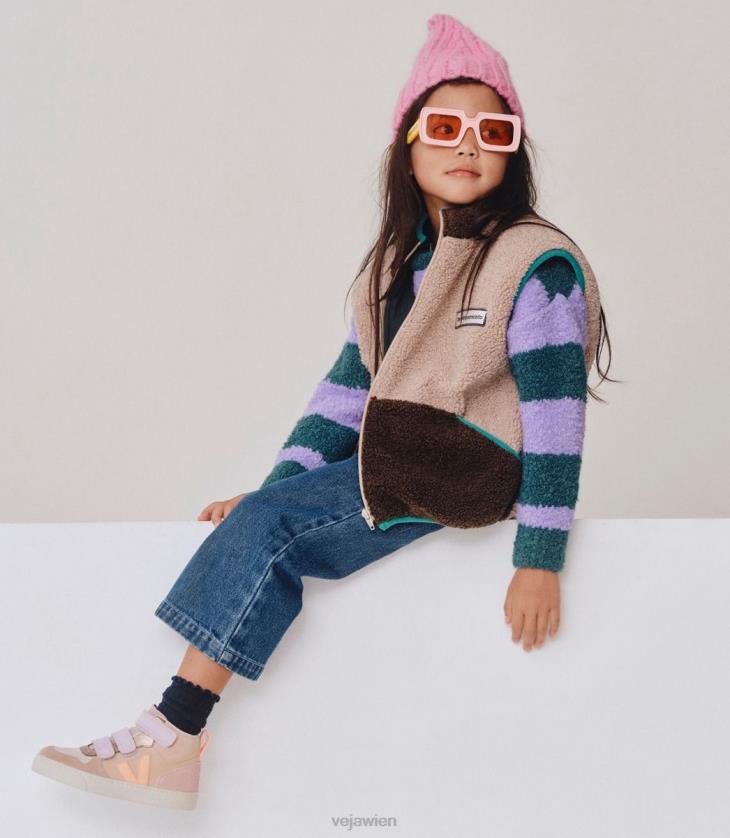 8JL44350Veja V-10 Mid Wildleder Multico Mandelpfirsich