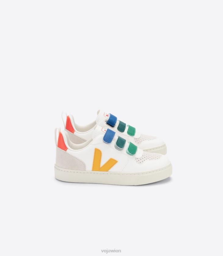 8JL44354Veja V-10 Chromfreies Leder Multico White Ouro