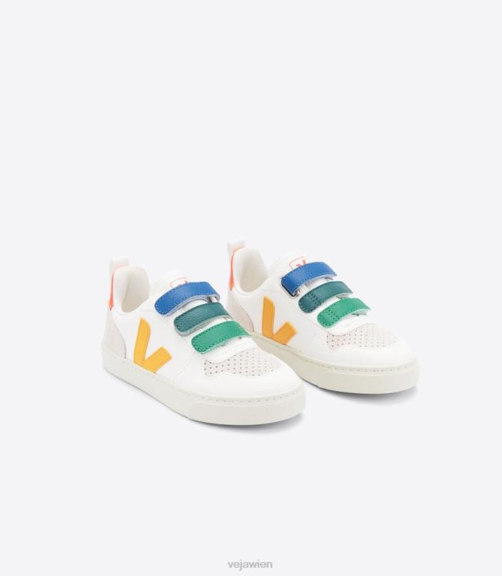 8JL44354Veja V-10 Chromfreies Leder Multico White Ouro