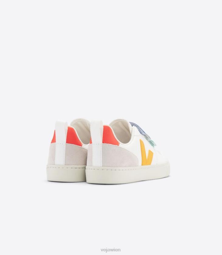8JL44354Veja V-10 Chromfreies Leder Multico White Ouro