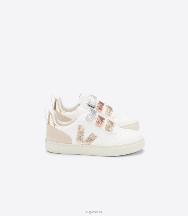 8JL44355Veja V-10 Chromfreies Leder Multicoweiß glänzend