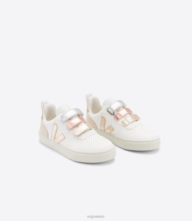 8JL44355Veja V-10 Chromfreies Leder Multicoweiß glänzend