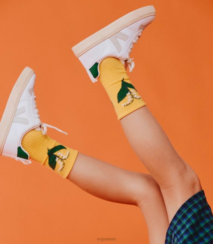 8JL44366Veja V-10 Schnürsenkel cwl weiß Pierre Smaragd