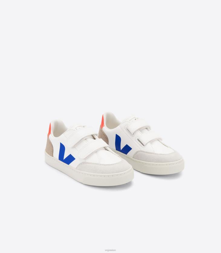 8JL44303Veja V-12 Chromfreies Leder Weiß Multico Miel