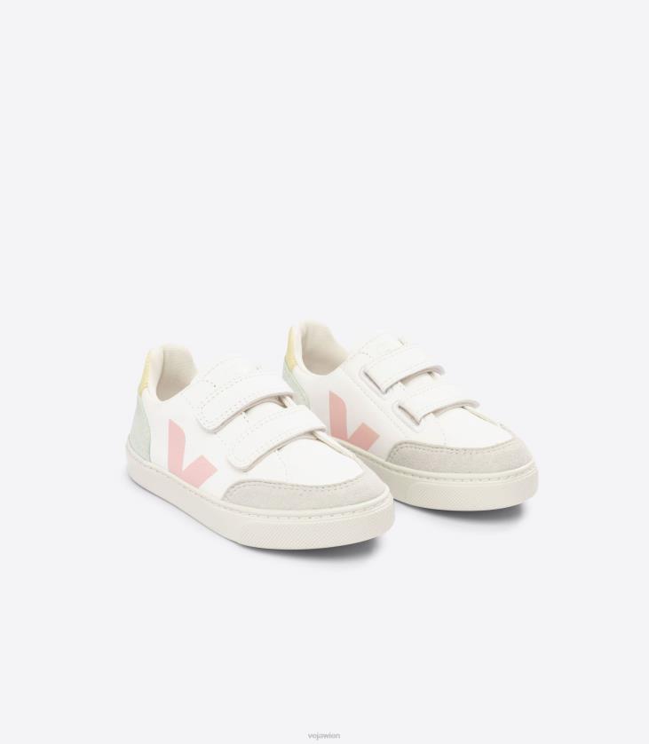 8JL44304Veja V-12 Chromfreies Leder, Weiß Multico Jade