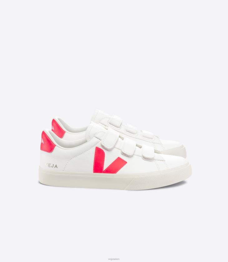 8JL44112Veja Recife chromfreies Leder, weißes Fluo-Rosé