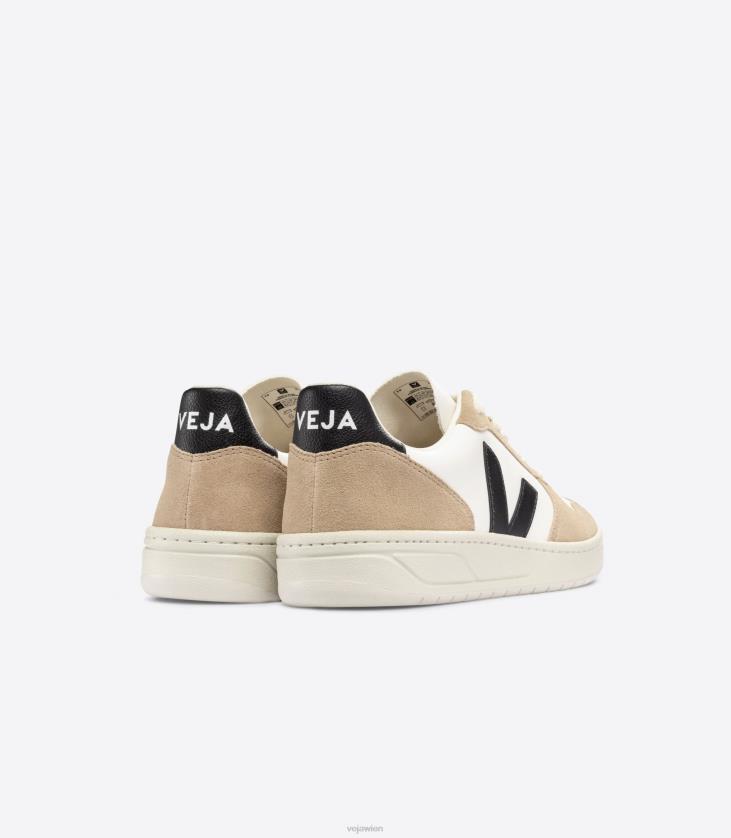 8JL4438Veja V-10 chromfreies Leder, weiß, schwarz, Sahara