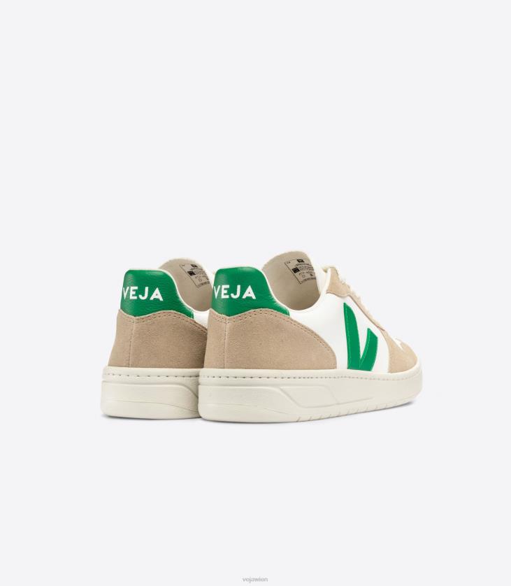 8JL4440Veja V-10 Chromfreies Leder, Weiß, Smaragd, Sahara