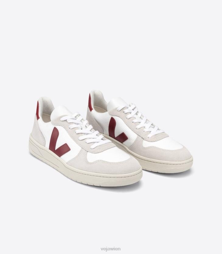 8JL4457Veja V-10 B-Mesh, weiß, natürlich, Marsala